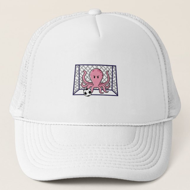 Gorra De Camionero El pulpo como portero con pelota de fútbol (Anverso)