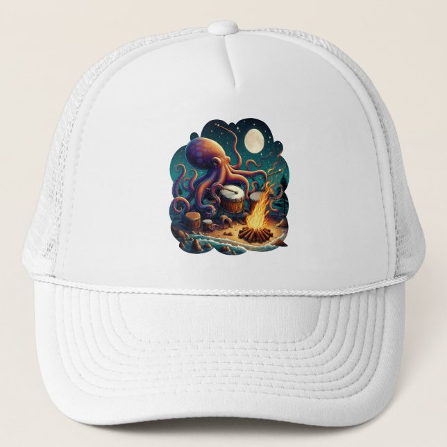 Gorra De Camionero El pulpo tamborilero cerca del fuego (Anverso)