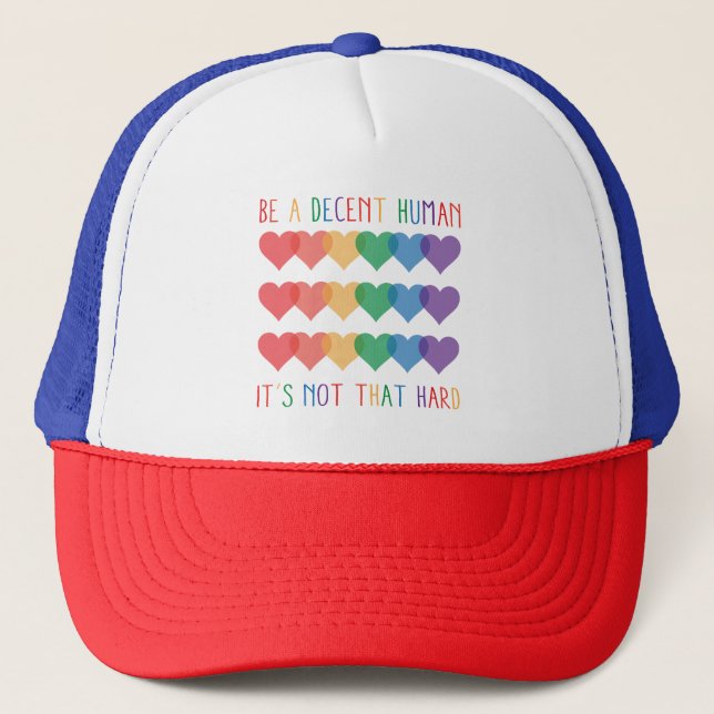 Gorra De Camionero El retro cardíaco LGBT es un ser humano decente no (Anverso)