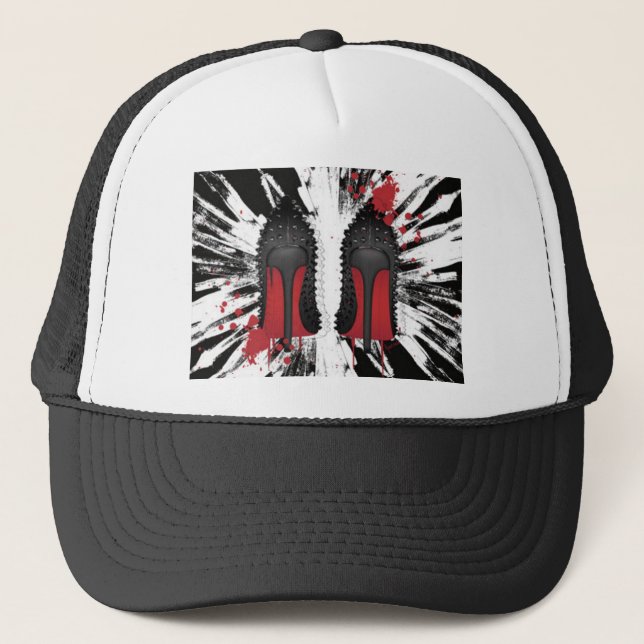 Gorra De Camionero El rojo basa salpicones y goteos de los talones de (Anverso)
