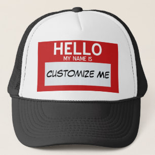 Gorra De Camionero El rojo hola mi nombre es… personalizable