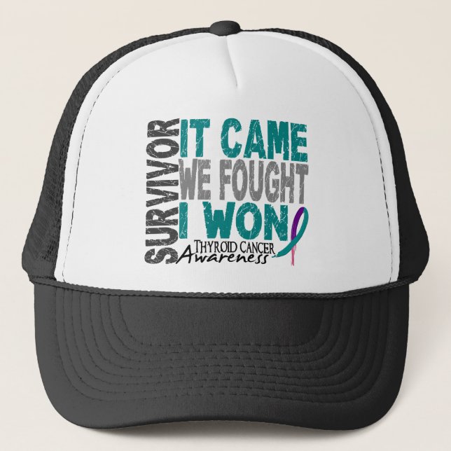 Gorra De Camionero El superviviente del cáncer de tiroides que vino (Anverso)