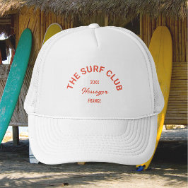 Gorra De Camionero El Surf Club Personalizado Red Escudo Surfers Whit