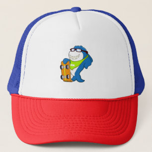 Gorra De Camionero El tiburón como patinador con patineta