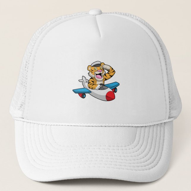 Gorra De Camionero El tigre como piloto en el avión (Anverso)