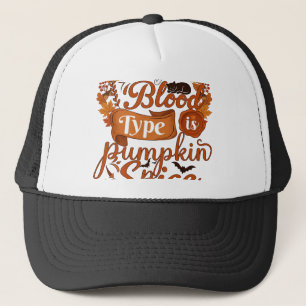 Gorra De Camionero El tipo de sangre es gato negro de Halloween Pumpk