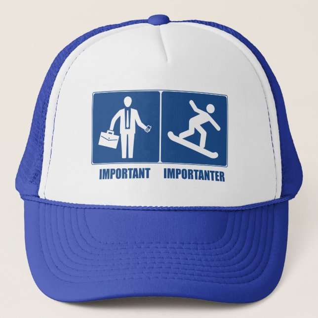 Gorra De Camionero El trabajo es importante, el Snowboard es importan (Anverso)