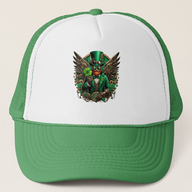 Gorra De Camionero El trébol de vapor del Día de San Patricio (Anverso)