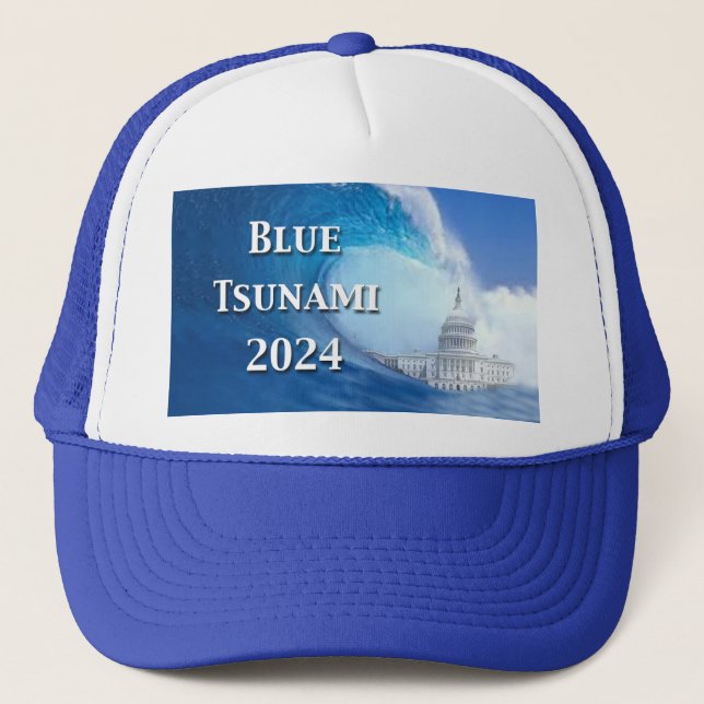 Gorra De Camionero Elecciones Blue Tsunami 2024 (Anverso)
