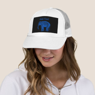 Gorra De Camionero Elefante Azul Añadir texto Impresión Estilo Guapo
