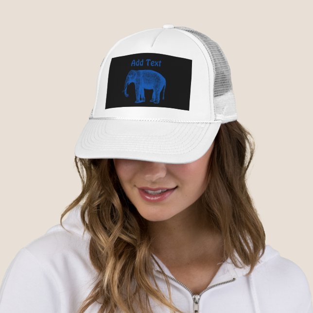 Gorra De Camionero Elefante Azul Añadir texto Impresión Estilo Guapo (In situ)