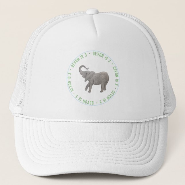 Gorra De Camionero Elefante Bebé Azul Invitado de Honor (Anverso)