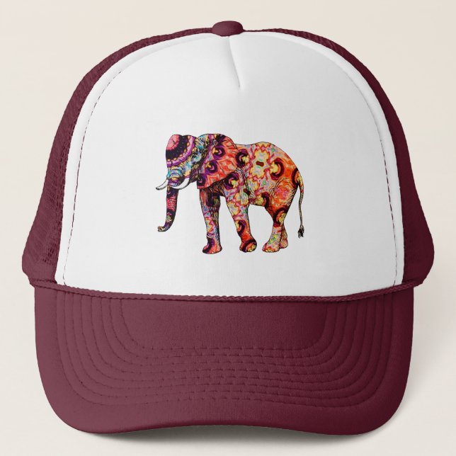 Gorra De Camionero elefante colorido y abstracto (Anverso)