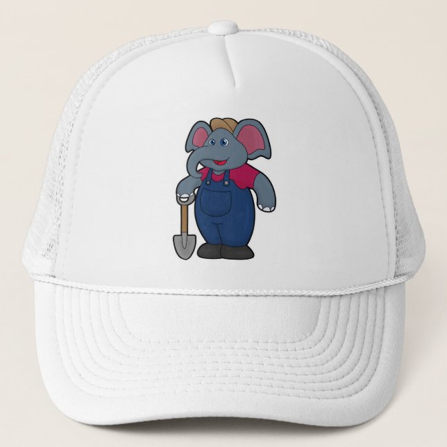 Gorra De Camionero Elefante como agricultor con pala (Anverso)