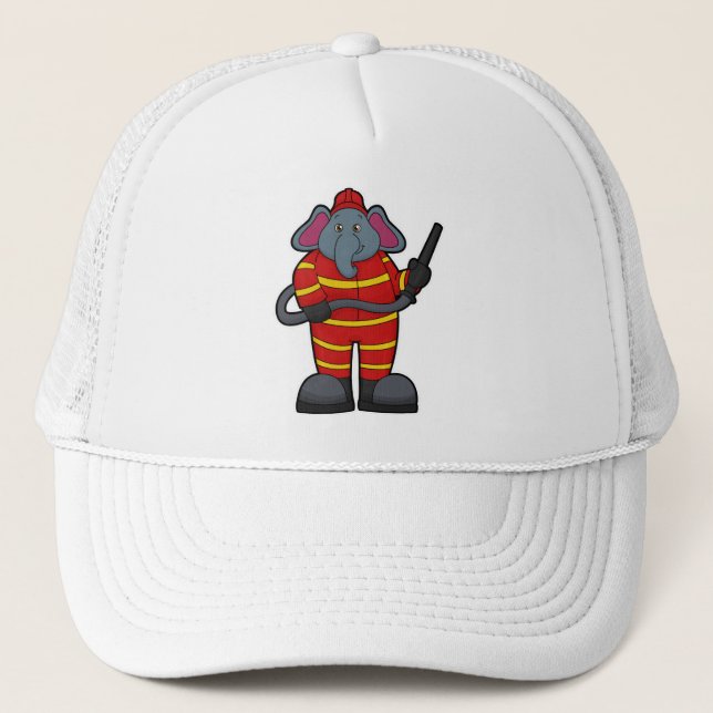Gorra De Camionero Elefante como bombero con manguera (Anverso)