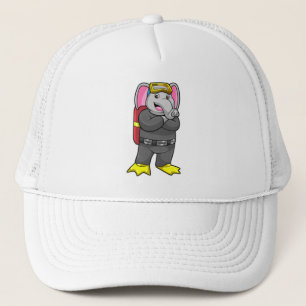Gorra De Camionero Elefante como buzo con gafas de buceo