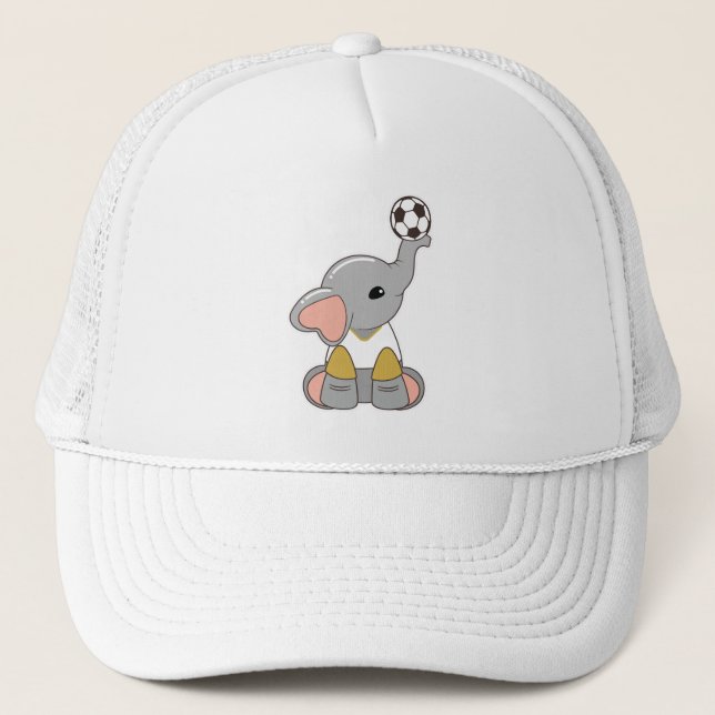 Gorra De Camionero Elefante como jugador de fútbol con pelota de fútb (Anverso)