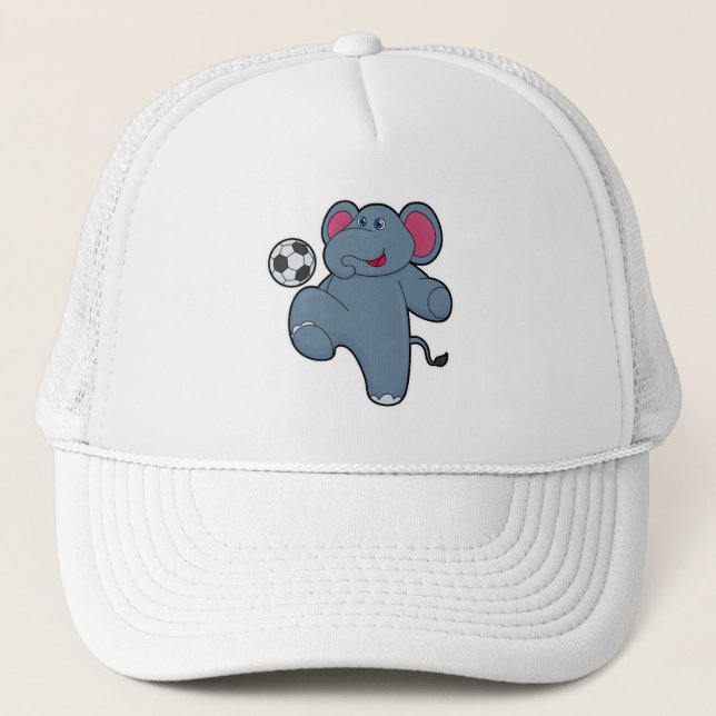 Gorra De Camionero Elefante como jugador de fútbol con pelota de fútb (Anverso)
