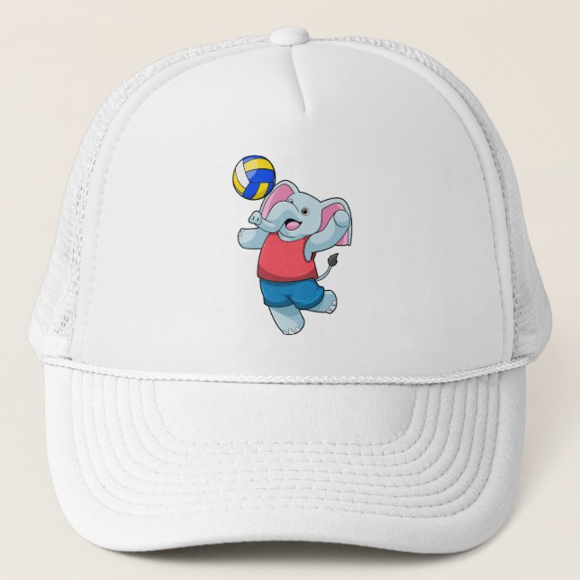 Gorra De Camionero Elefante como jugador de voleibol con voleibol (Anverso)