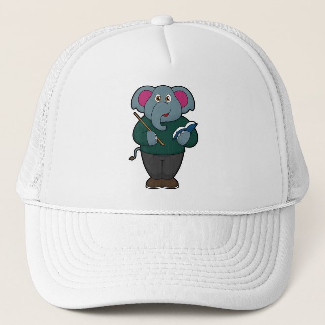 Gorra De Camionero Elefante como profesor con libro y puntero (Anverso)