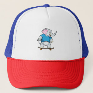 Gorra De Camionero Elefante como Skater con Skateboard