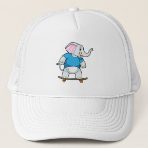 Gorra De Camionero Elefante como Skater con Skateboard