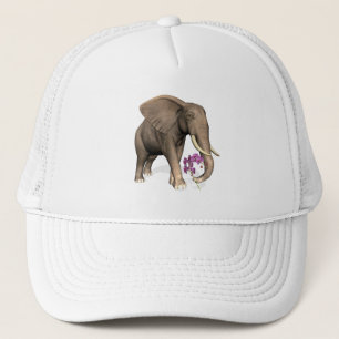 Gorra De Camionero Elefante Con Orquídea Rosa