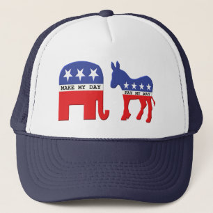 Gorra De Camionero Elefante contra político divertido del burro