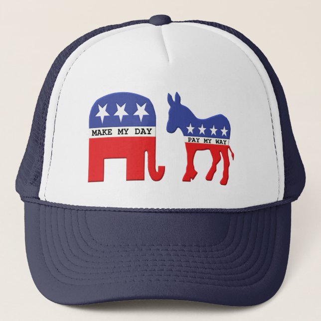 Gorra De Camionero Elefante contra político divertido del burro (Anverso)
