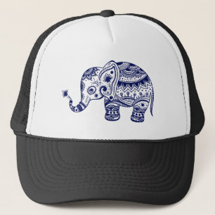 Gorra De Camionero Elefante de flores de tonos azules