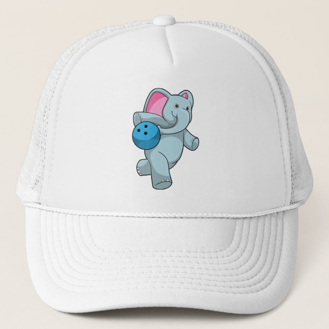 Gorra De Camionero Elefante en el Bowling con bolas (Anverso)
