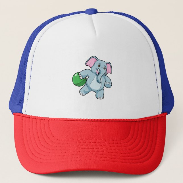Gorra De Camionero Elefante en el Bowling con bolas (Anverso)