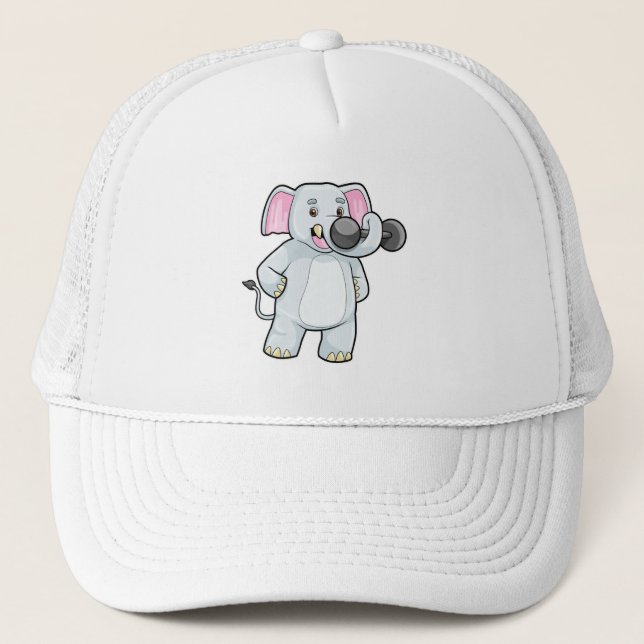 Gorra De Camionero Elefante en el entrenamiento Strenght con Dumbbell (Anverso)