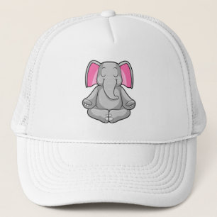 Gorra De Camionero Elefante en el yoga en las patas cruzadas