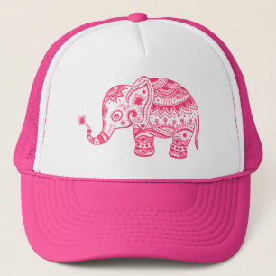 Gorra De Camionero Elefante Floral Rosa Lindo