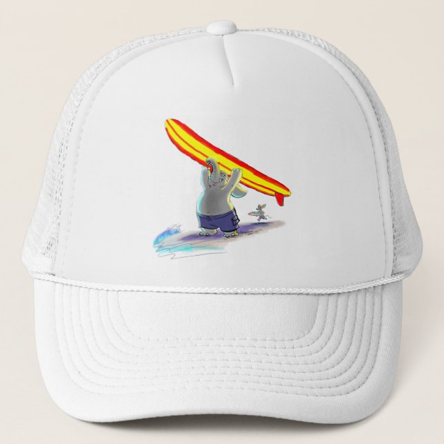 Gorra De Camionero elefante que practica surf (Anverso)