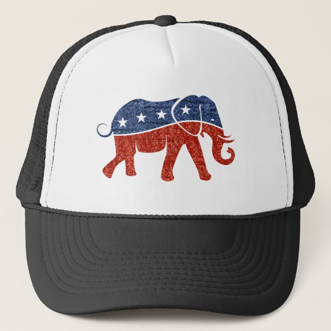 Gorra De Camionero elefante republicano purpurina (Anverso)