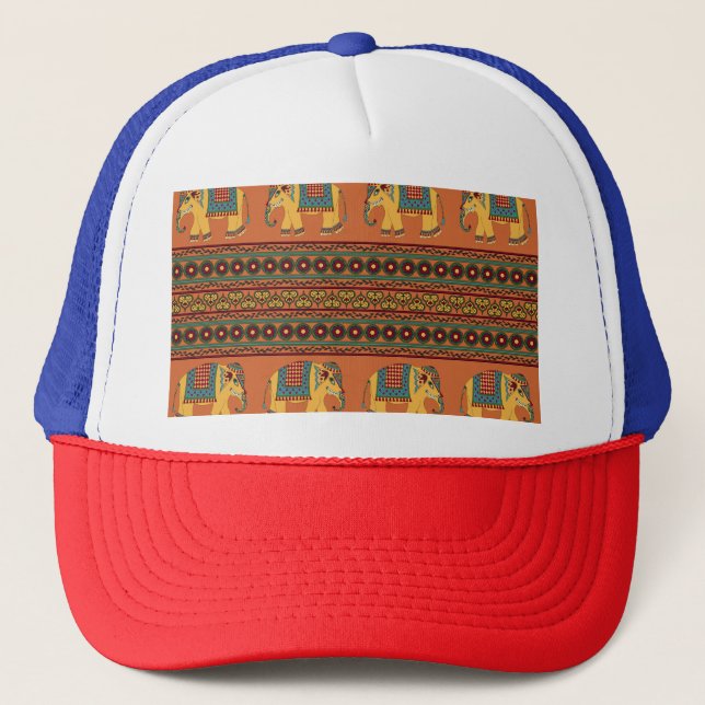 Gorra De Camionero Elefantes Indios, Naranjas Tradicionales Sin Marea (Anverso)