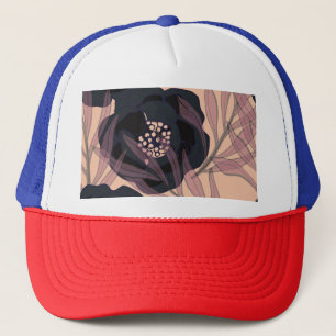 Gorra De Camionero Elegancia floral abstracta, fondo artístico.