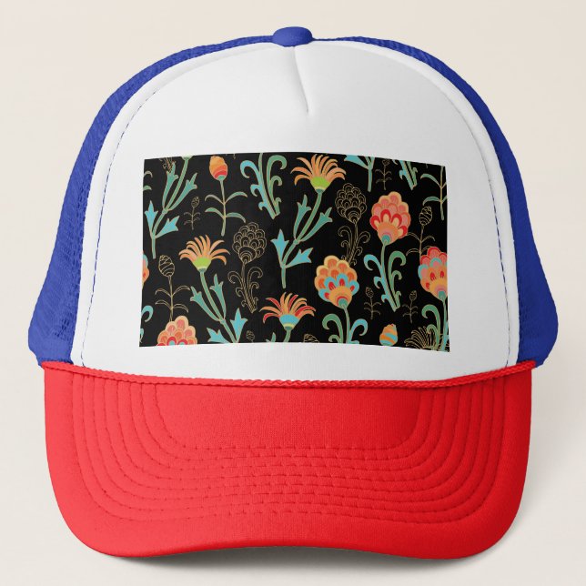 Gorra De Camionero Elegancia floral oriental sin inconvenientes (Anverso)