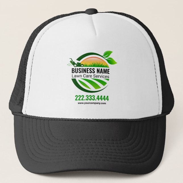 Gorra De Camionero Elegant Black Green Lawncare Landscaping Service (Anverso)