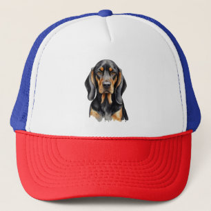 Gorra De Camionero Elegante acuarela Perro negro y moreno
