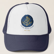 Elegante Ancla de color de agua Nautical Name Navy