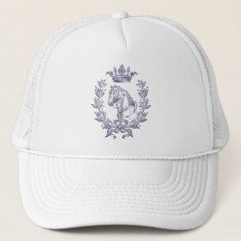 Gorra De Camionero Elegante Corona de Laurel de Caballo Azul Vintage