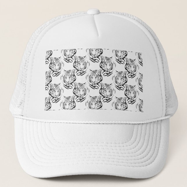 Gorra De Camionero Elegante diseño de impresión de cabeza de tigre bl (Anverso)