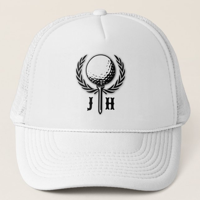 Gorra De Camionero Elegante diseño de monograma de golf personalizado (Anverso)