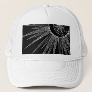 Gorra De Camionero Elegante diseño negro de luna de sol plateado Man