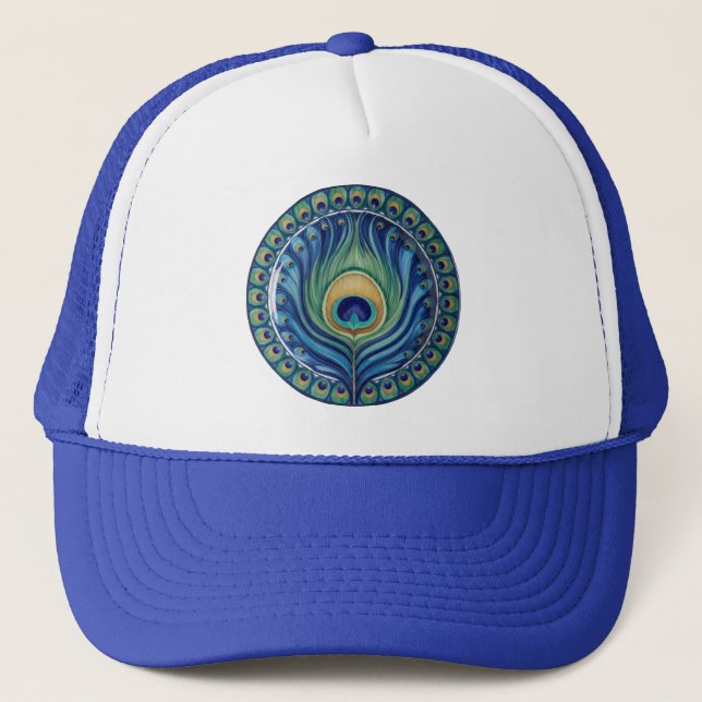 Gorra De Camionero Elegante Feather Peacock Mandala (Anverso)