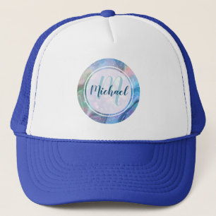 Gorra De Camionero Elegante Inicial de Monograma Abstracto Mármol Dor