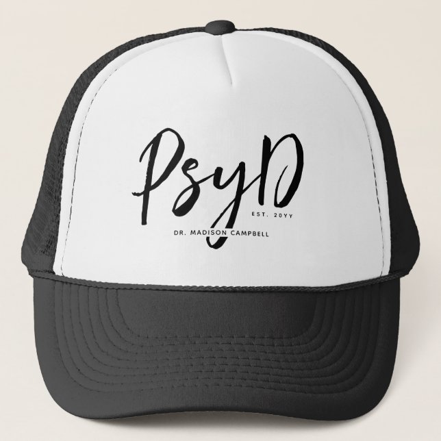 Gorra De Camionero Elegante Médico de Psicología en PsyD (Anverso)
